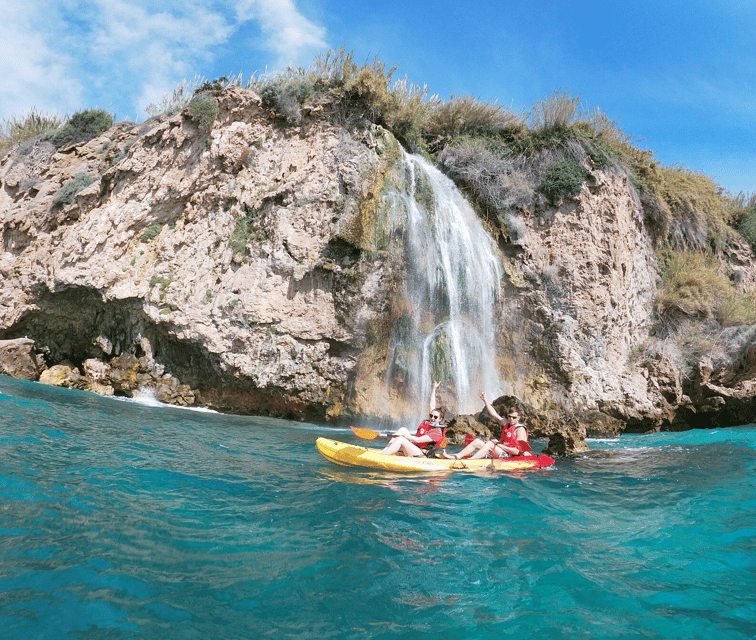 Nerja: Guided Kayak Tour Nerja Cliffs and Maro Waterfall - The safety briefing and first paddle strokes