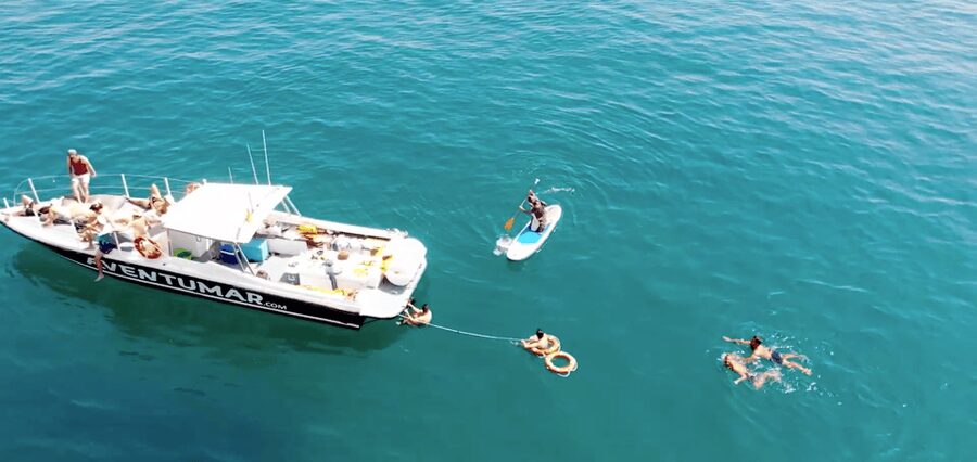 Nerja: Maro Waterfall Boat Trip with Paddleboarding & Drink - Swimming and snorkeling in clear water