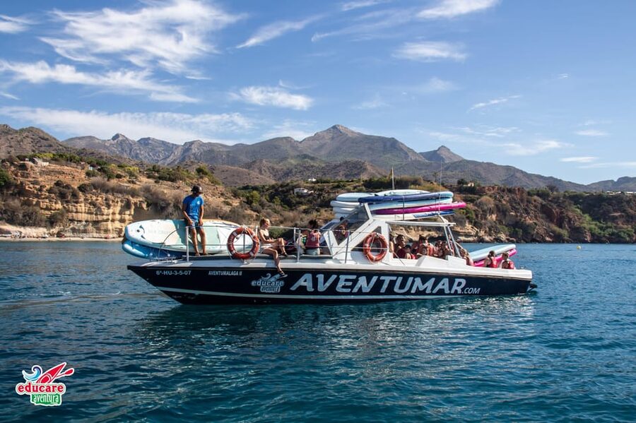 Nerja: Maro Waterfall Boat Trip with Paddleboarding & Drink - GoPro photos, music, and the mood aboard