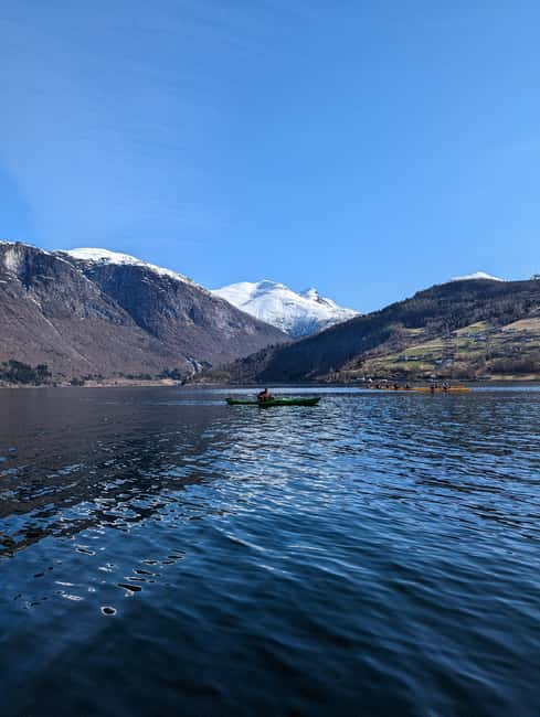 Olden: Fjord Kayaking + Drysuit & Safety Boat - Two hours among green water and high mountains