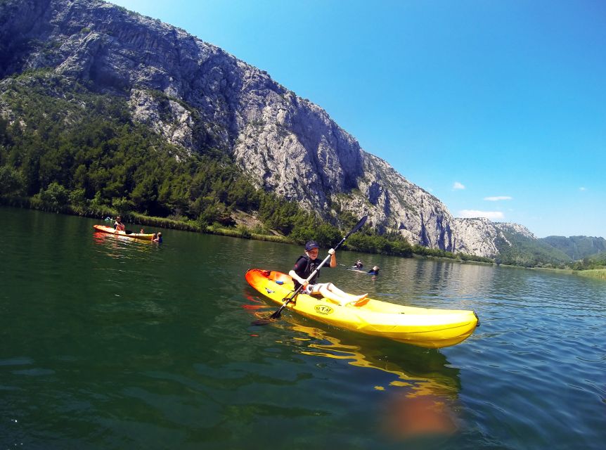 Omiš: Kayaking and Snorkeling Tour - Approaching Omiš by kayak