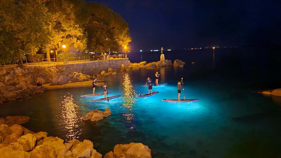Opatija: Guided SUP Paddleboarding Adventure at Night - Starting at Slatina Beach after sunset