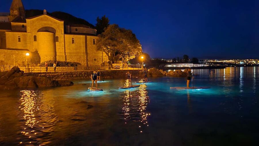 Opatija: Guided SUP Paddleboarding Adventure at Night - Learning the basics before heading into the bay
