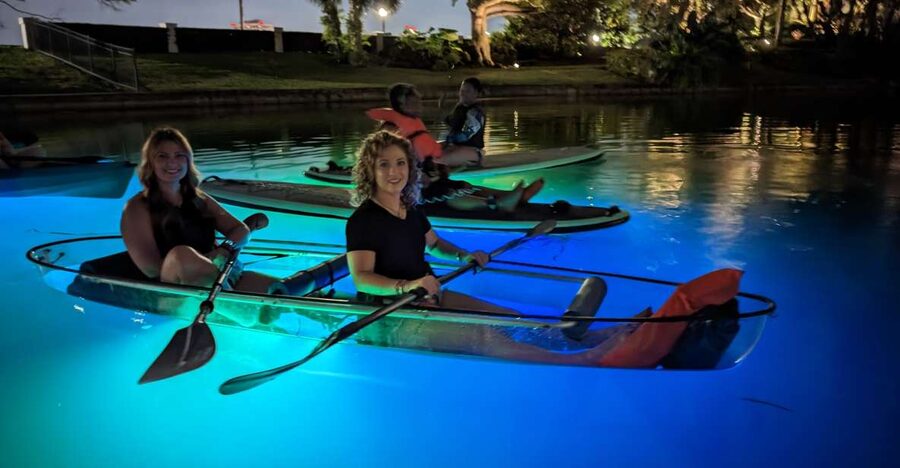 Orlando: LED Night Glow Clear Kayak or Paddleboard Tour - Paddling across the front lake