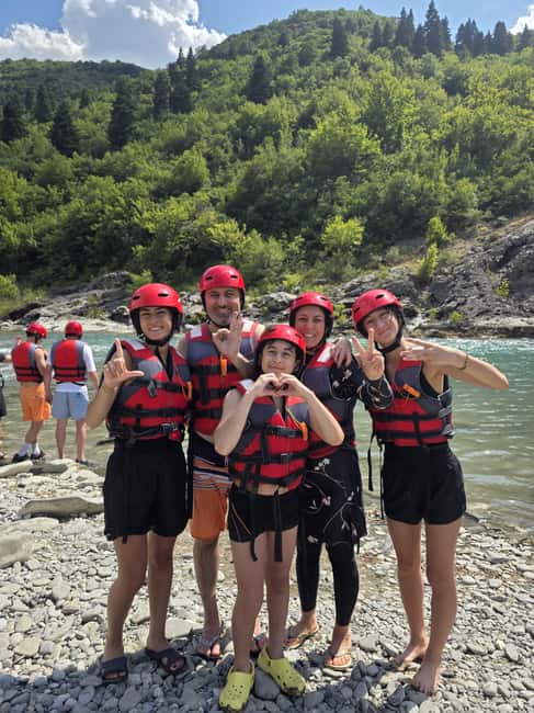 Permet: Kayak Experience - Vjosa River National Park Albania - The midriver stop for swimming and photos