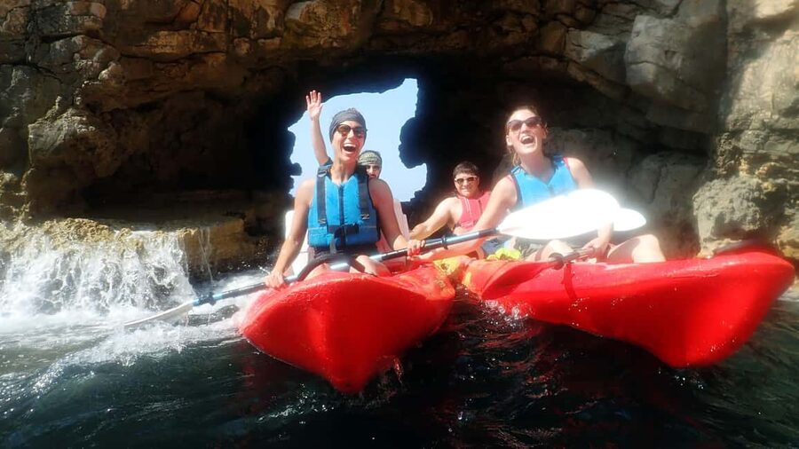 Pula: Sea Adventure – Boat, Kayak, Snorkeling & Cliff Jumps - Kayaking beside Muzil’s cliffs and canyons