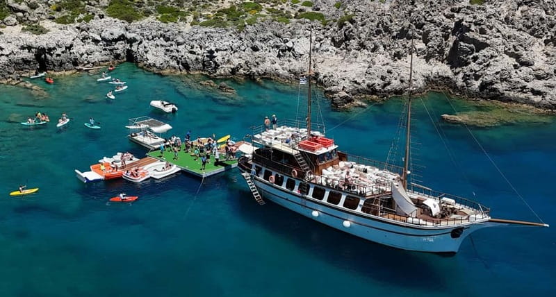 Rhodes: Gulet Trip with Food, Drinks, SUP, Kayak & Swimming - Anthony Quinn Bay: a short first swim