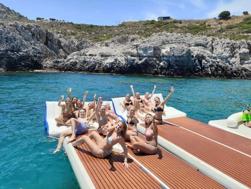 Rhodes: Gulet Trip with Food, Drinks, SUP, Kayak & Swimming - Ladiko Bay and the two-hour Fun Island stop