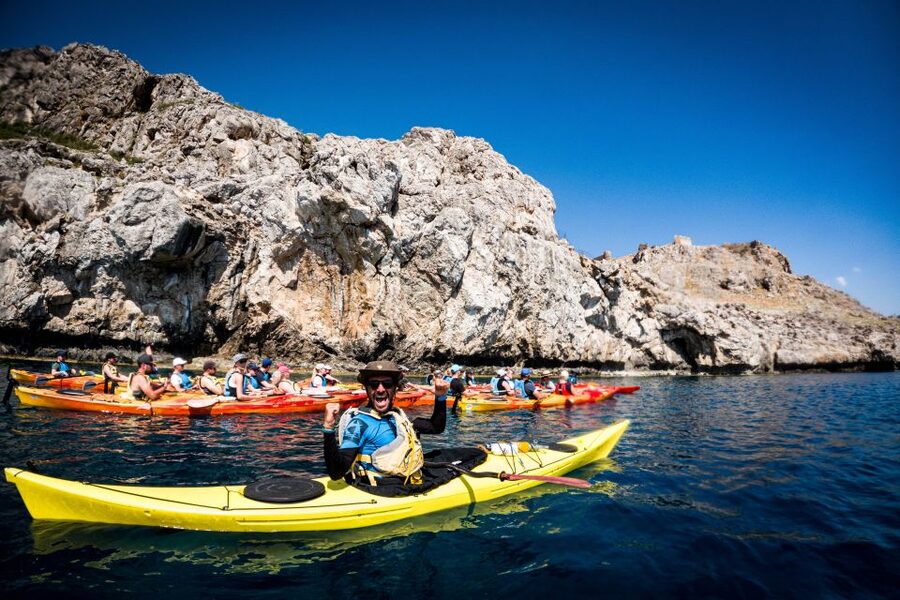 Rhodes: Sea Kayak Adventure to the Red Sand Beach - A traditional Greek picnic instead of a resort lunch