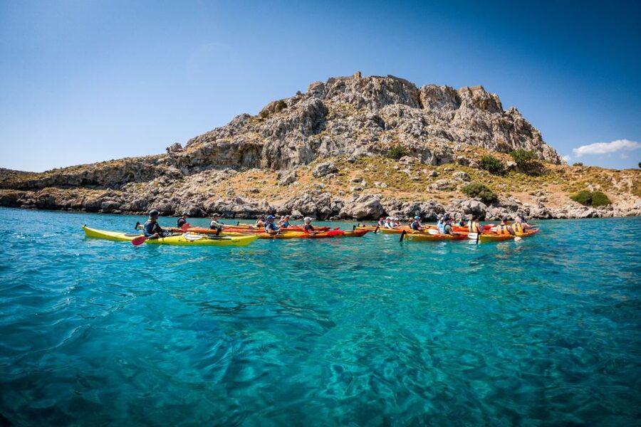 Rhodes: Sea Kayak Adventure to the Red Sand Beach - The first 1.5 hours along Rhodes’ east coast