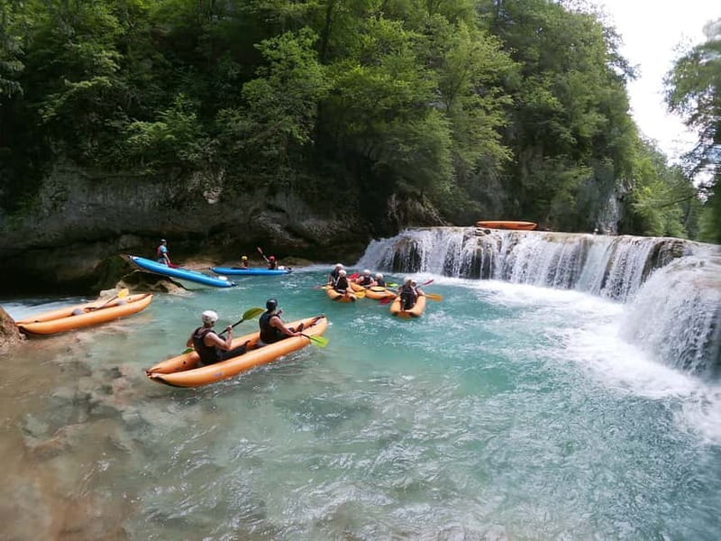 Slunj: River and Waterfalls Kayaking on Mrežnica river - Milkovića slap and the jump choices
