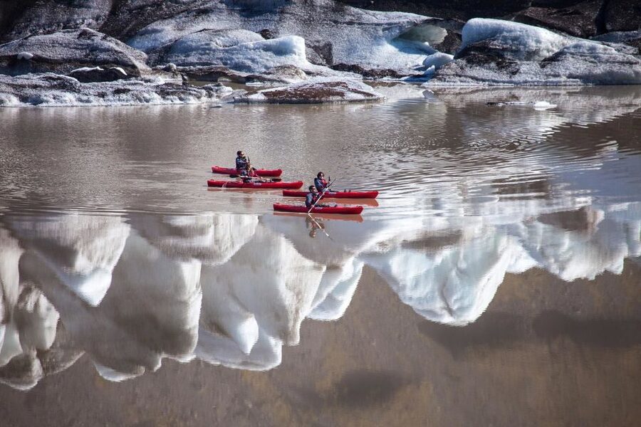 Sólheimajökull: Guided Kayaking Tour on the Glacier Lagoon - Paddling around floating ice