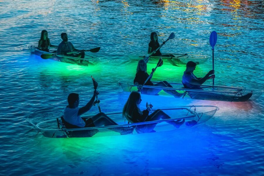 Split: Illuminated Evening Guided Kayaking Tour - Paddling into the Žrnovnica River after dark