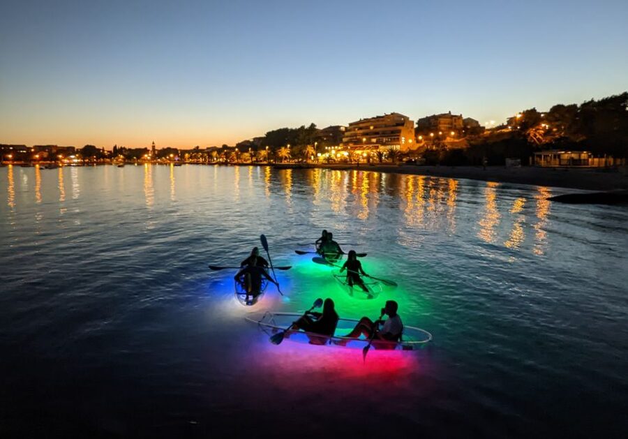 Split: Illuminated Evening Guided Kayaking Tour - The small beach and starry-sky stop