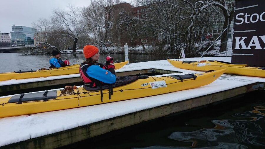Stockholm: Winter City Kayaking Tour - Looking toward Södermalm and the central skyline