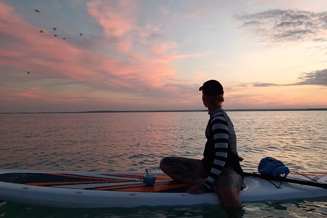 Sunrise on Paddleboard with breakfast in the lagoon of 7 colors - Coffee, fruit, and a snack on the water