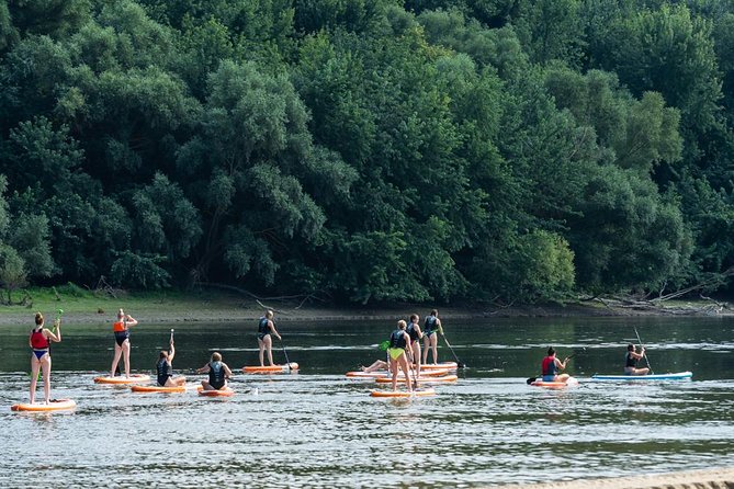 SUP Budapest: Sunset tour - Passing Margaret Island as the city approaches
