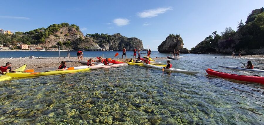 Taormina: Kayak Coastal Tour to Isola Bella and Blue Grotto - Starting Under the Teocle Statue